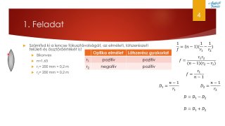 Dioptria érték számítása vékony szférikus lencsén